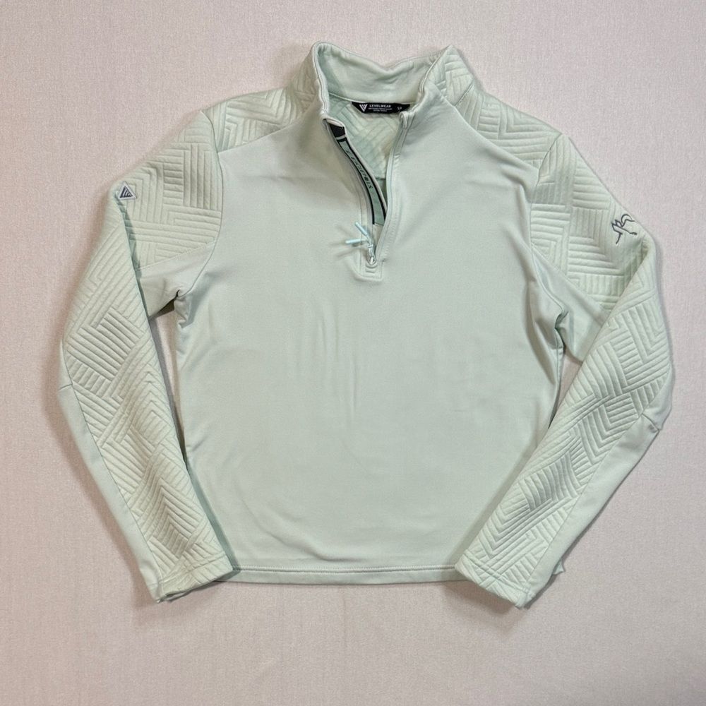 Levelwear Mint Green Quilted Women's Turtleneck Sweater